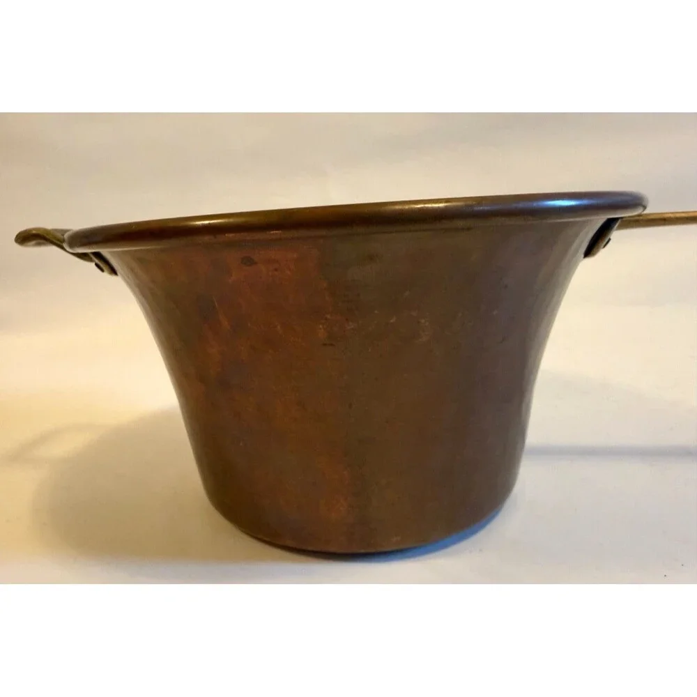 Vintage Italian Hammered Copper Large Polenta Pot Rame Lilium Italy Brass Handle